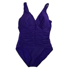 VINTAGE‎ 90s Miraclesuit ruched front full coverage modest swimsuit 16DD